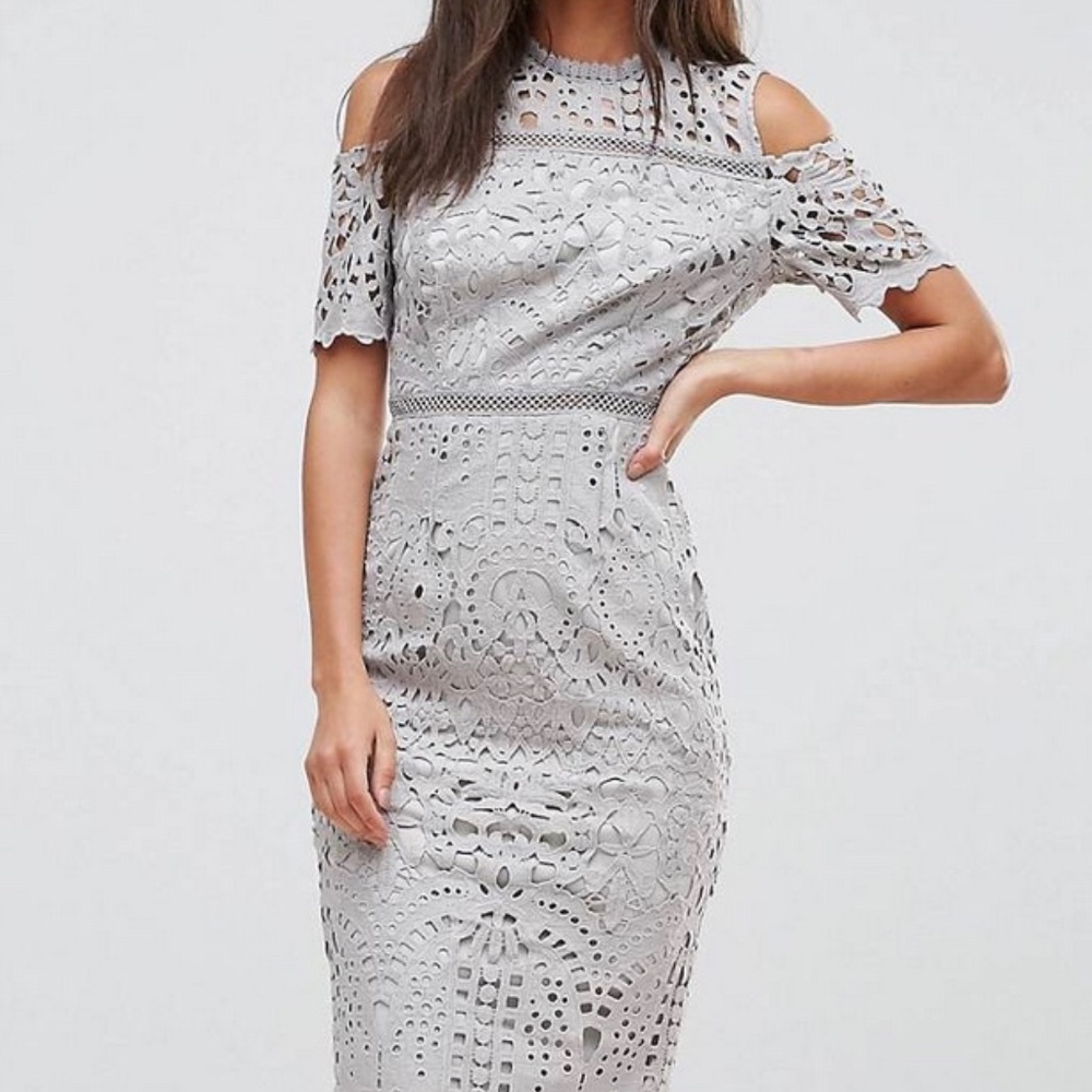 Tall Premium Cutwork Lace Cold Shoulder Maxi Dress US Size 10